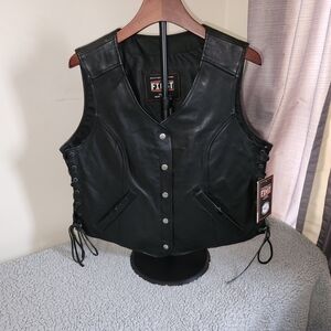 Black Leather Vest for Women